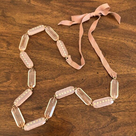 J.Crew | Blush Acetate Link Necklace | Adjustable - Picture 1 of 4